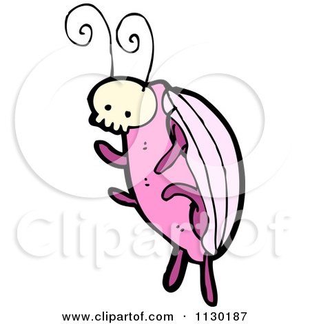 Cartoon Of A Pink Skull Bug Beetle 1 - Royalty Free Vector Clipart by lineartestpilot
