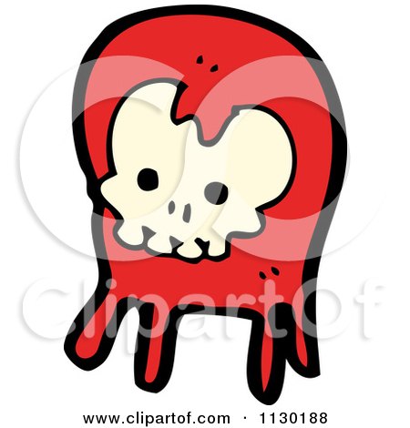 Cartoon Of A Red Skull Ghost - Royalty Free Vector Clipart by lineartestpilot