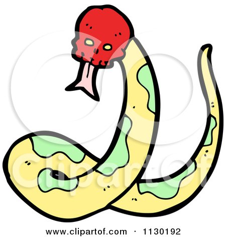 Cartoon Of A Red Skull Snake 6 - Royalty Free Vector Clipart by lineartestpilot