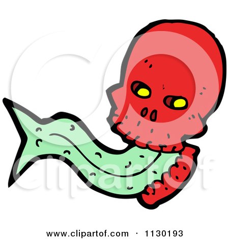 Cartoon Of A Red Skull With A Tongue 7 - Royalty Free Vector Clipart by lineartestpilot