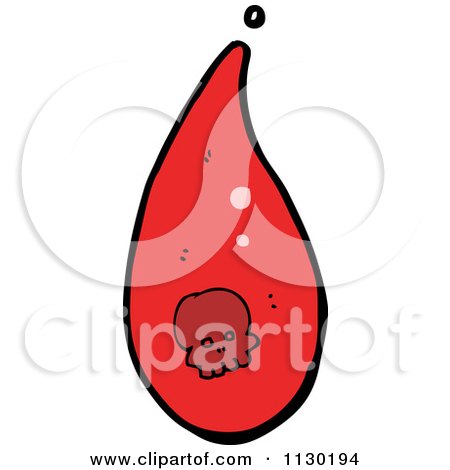 Cartoon Of A Red Skull Blood Drop 1 - Royalty Free Vector Clipart by lineartestpilot