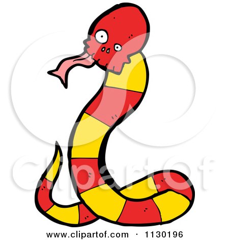 Cartoon Of A Red Skull Snake 7 - Royalty Free Vector Clipart by lineartestpilot