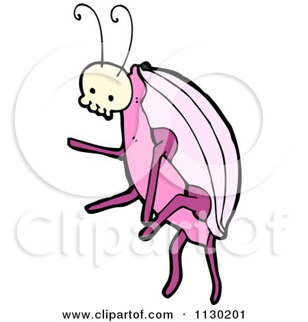 Cartoon Of A Pink Skull Bug Beetle 2 - Royalty Free Vector Clipart by lineartestpilot
