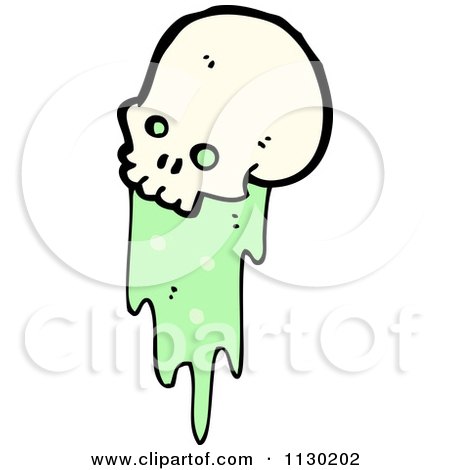 Cartoon Of A Skull Spurting Green Goo 5 - Royalty Free Vector Clipart by lineartestpilot