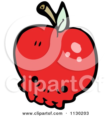 Cartoon Of A Red Skull Apple - Royalty Free Vector Clipart by lineartestpilot