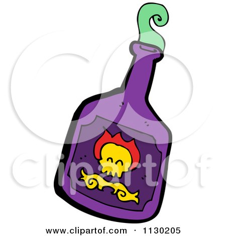 Cartoon Of A Purple Bottle Of Poison - Royalty Free Vector Clipart by lineartestpilot