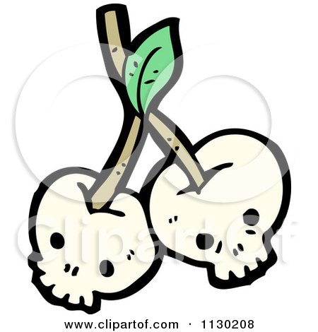 Cartoon Of A Skull Cherries 2 - Royalty Free Vector Clipart by lineartestpilot