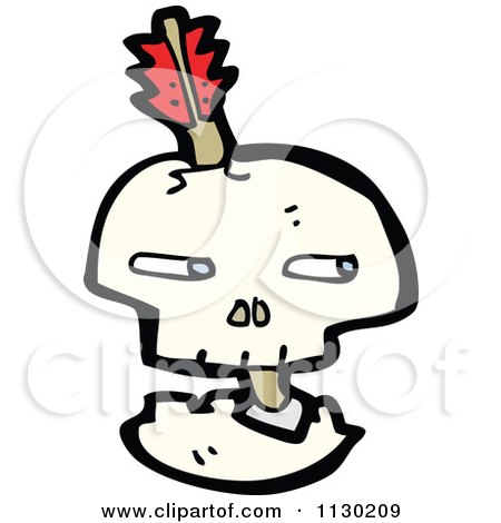 Cartoon Of A Skull With An Arrow 5 - Royalty Free Vector Clipart by lineartestpilot