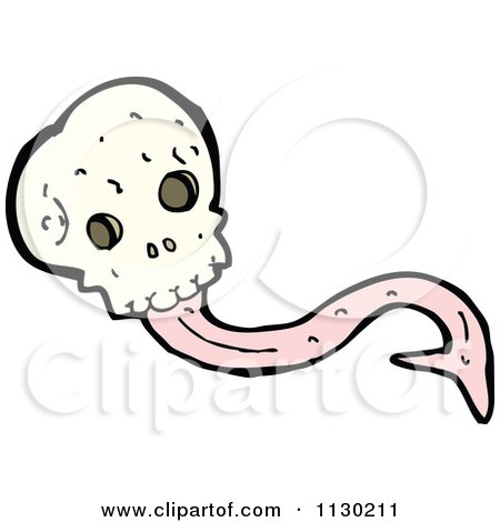Cartoon Of A Skull With A Forked Tongue - Royalty Free Vector Clipart by lineartestpilot