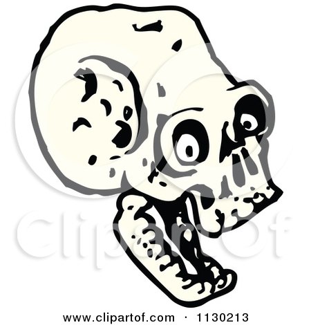 Cartoon Of A Laughing Skull 2 - Royalty Free Vector Clipart by lineartestpilot