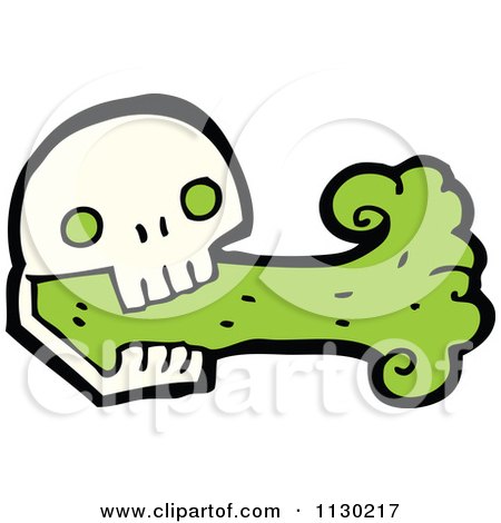 Cartoon Of A Skull Spurting Green Goo 2 - Royalty Free Vector Clipart by lineartestpilot