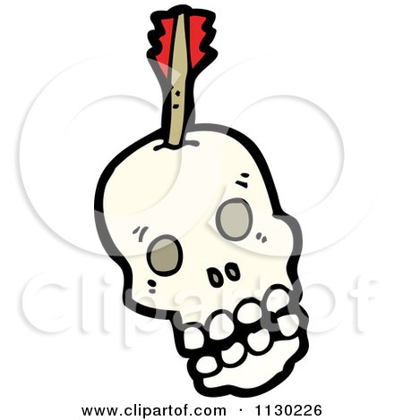 Cartoon Of A Skull With An Arrow 2 - Royalty Free Vector Clipart by lineartestpilot