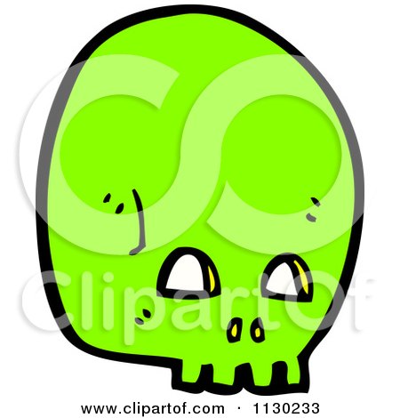 Cartoon Of A Green Skull 2 - Royalty Free Vector Clipart by lineartestpilot
