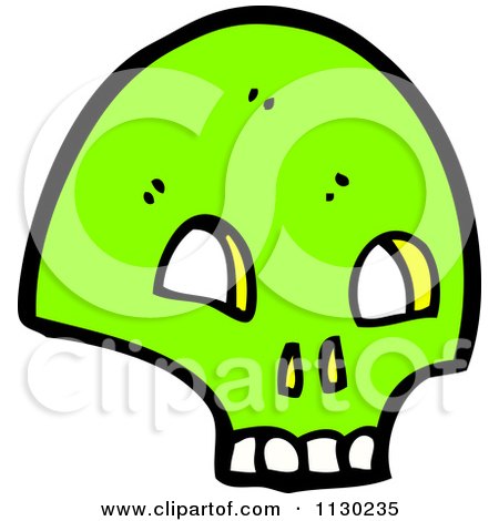 Cartoon Of A Green Skull 7 - Royalty Free Vector Clipart by lineartestpilot