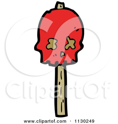 Cartoon Of A Red Skull On A Stick 2 - Royalty Free Vector Clipart by lineartestpilot