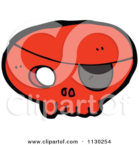 Cartoon Of A Red Pirate Skull With An Eye Patch 2 - Royalty Free Vector Clipart by lineartestpilot