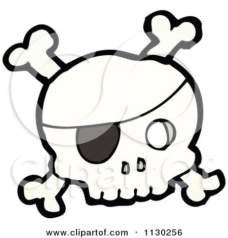 Cartoon Of A Pirate Skull With Crossbones 2 - Royalty Free Vector Clipart by lineartestpilot