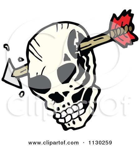 Cartoon Of A Skull With An Arrow 6 - Royalty Free Vector Clipart by lineartestpilot