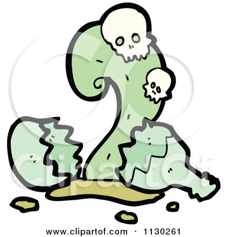 Cartoon Of A Broken Bottle With Skulls And A Splash - Royalty Free Vector Clipart by lineartestpilot