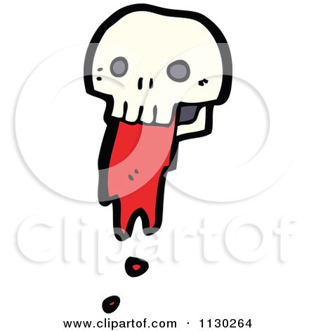 Cartoon Of A Skull Spurting Blood 3 - Royalty Free Vector Clipart by lineartestpilot