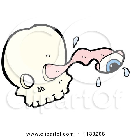 Cartoon Of An Eyeball Popping Out Of A Skull - Royalty Free Vector Clipart by lineartestpilot