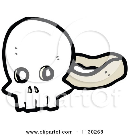 Cartoon Of A Worm In A Skull - Royalty Free Vector Clipart by lineartestpilot