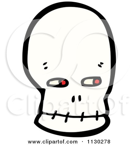 Cartoon Of A Skull 1 - Royalty Free Vector Clipart by lineartestpilot