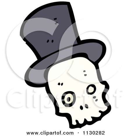 Cartoon Of A Skull Wearing A Top Hat - Royalty Free Vector Clipart by lineartestpilot