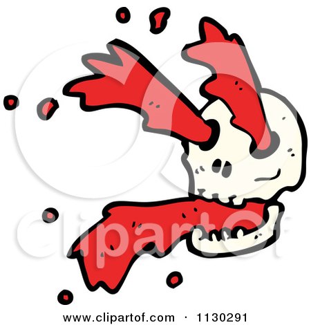 Cartoon Of A Skull Spurting Blood 2 - Royalty Free Vector Clipart by lineartestpilot