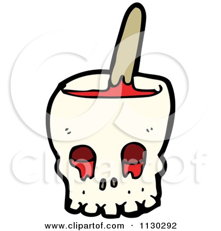 Cartoon Of A Bloody Skull Bowl - Royalty Free Vector Clipart by lineartestpilot
