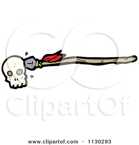 Cartoon Of A Skull With An Arrow 4 - Royalty Free Vector Clipart by lineartestpilot