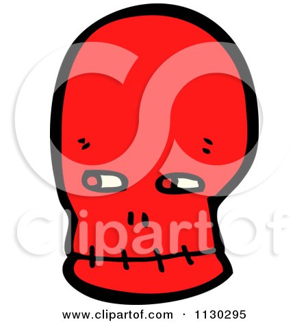 Cartoon Of A Red Skull 8 - Royalty Free Vector Clipart by lineartestpilot