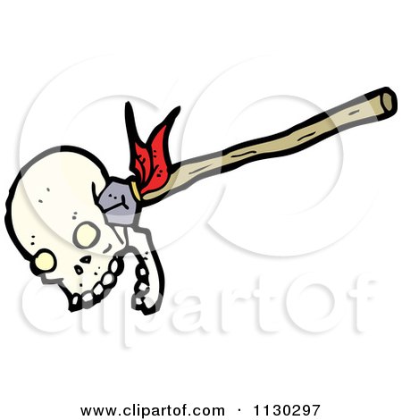 Cartoon Of A Skull With An Arrow 3 - Royalty Free Vector Clipart by lineartestpilot