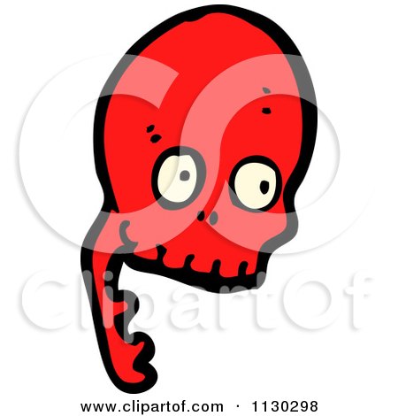 Cartoon Of A Red Skull 7 - Royalty Free Vector Clipart by lineartestpilot