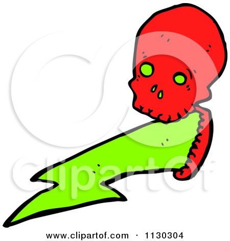 Cartoon Of A Red Skull With Electrical Bolts 3 - Royalty Free Vector Clipart by lineartestpilot