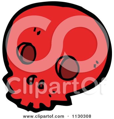 Cartoon Of A Red Skull 1 - Royalty Free Vector Clipart by lineartestpilot