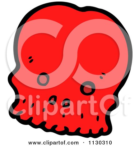 Cartoon Of A Red Skull 2 - Royalty Free Vector Clipart by lineartestpilot