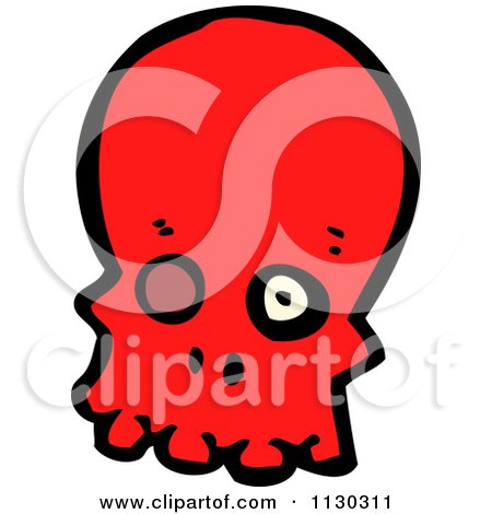 Cartoon Of A Red Skull 3 - Royalty Free Vector Clipart by lineartestpilot