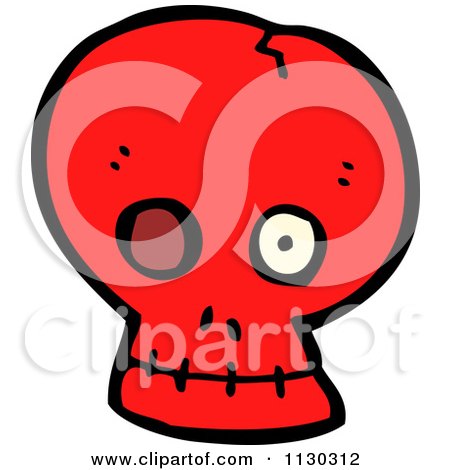 Cartoon Of A Red Skull 4 - Royalty Free Vector Clipart by lineartestpilot