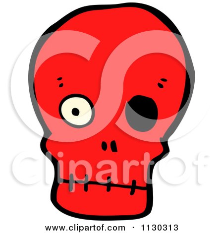 Cartoon Of A Red Skull 5 - Royalty Free Vector Clipart by lineartestpilot