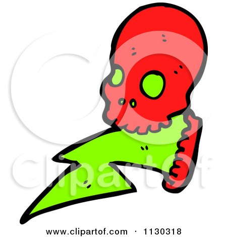 Cartoon Of A Red Skull With Electrical Bolts 1 - Royalty Free Vector Clipart by lineartestpilot