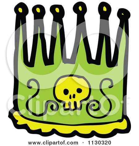 Cartoon Of A Green Skull Crown - Royalty Free Vector Clipart by lineartestpilot