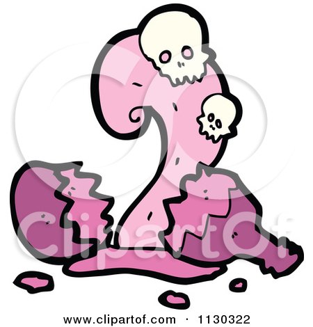 Cartoon Of A Broken Bottle With A Splash And Skulls - Royalty Free Vector Clipart by lineartestpilot