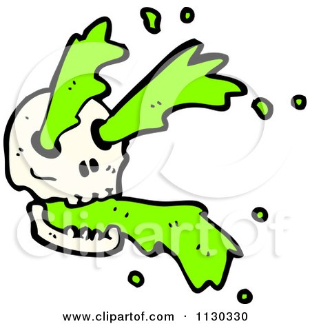 Cartoon Of A Skull Spurting Green Goo 1 - Royalty Free Vector Clipart by lineartestpilot
