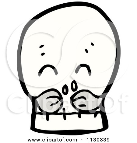 Cartoon Of A Skull With A Mustache - Royalty Free Vector Clipart by lineartestpilot