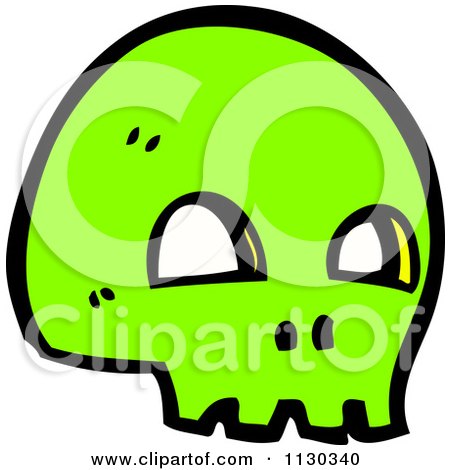 Cartoon Of A Green Skull 4 - Royalty Free Vector Clipart by lineartestpilot