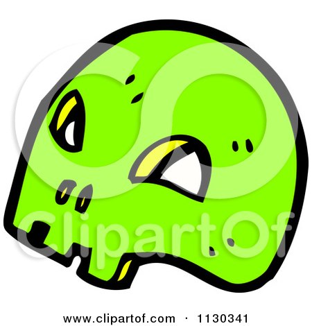 Cartoon Of A Green Skull 5 - Royalty Free Vector Clipart by lineartestpilot