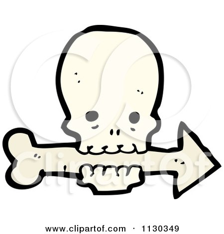 Cartoon Of A Skull And Arrow 1 - Royalty Free Vector Clipart by lineartestpilot