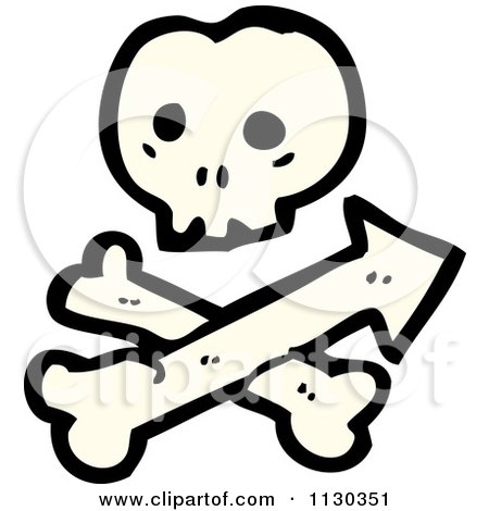 Cartoon Of A Skull And Crossbones With Arrow - Royalty Free Vector Clipart by lineartestpilot