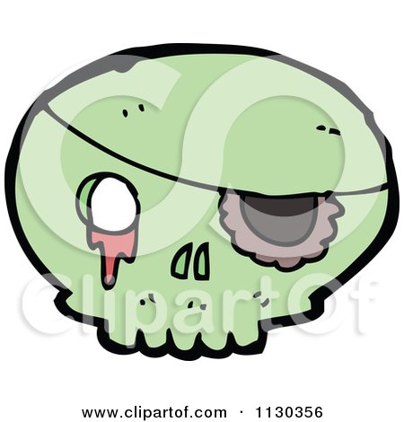 Cartoon Of A Green Pirate Skull With A Bleeding Eye Socket 2 - Royalty Free Vector Clipart by lineartestpilot